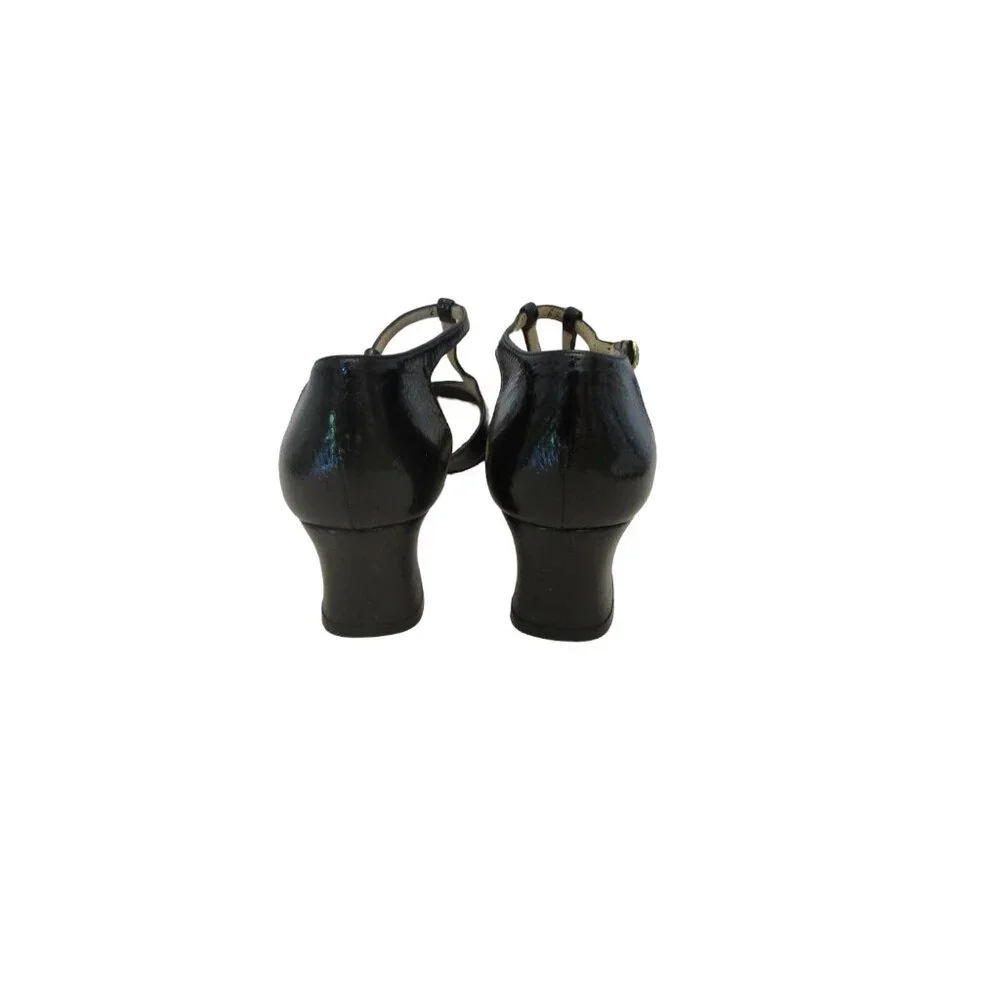 Joel Parker Handcrafted Italian Black Patent Leather Strappy Heels, Sz 6 1/2B - Picture 5 of 6